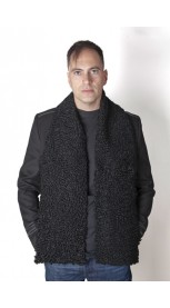 Black persian karakul lamb fur stole-scarf